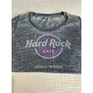 Hard Rock Cafe Hollywood T Shirt‎ Junior Fit Graphic Tee Gray Purple Extra Large